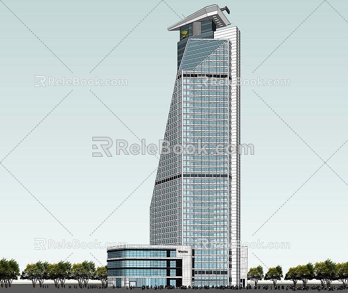 Modern style super high-rise office building 3d model