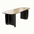 Modern Light Wood Dining Table With Unique Black Curved Legs Design