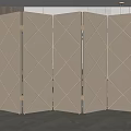 Modern Beige Upholstered Room Divider With Diamond Pattern And Gold Hinges 3d model