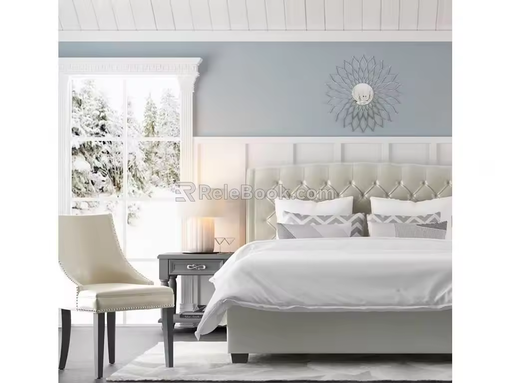 Background double bed 3d model