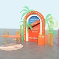 Meichen punch card product display acrylic display table coconut tree display background acrylic cactus 3d model