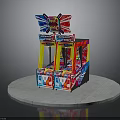 Colorful Two Player Arcade Machine With Decorative Top And Dual Screens