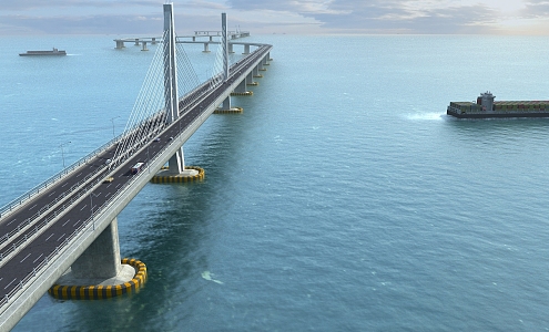 Modern Hong Kong-Zhuhai-Macao Bridge 3d model