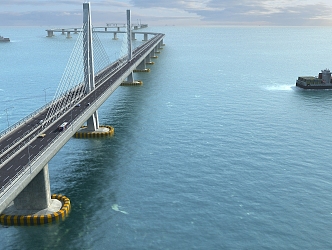 Modern Hong Kong-Zhuhai-Macao Bridge 3d model