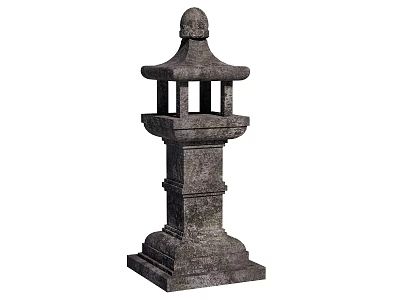 Traditional Garden Landscape Design With Ornate Stone Lantern Decorative Structure 3d model