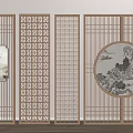 New Chinese Style Screen Partition Wooden Screen Wooden Partition 3d model