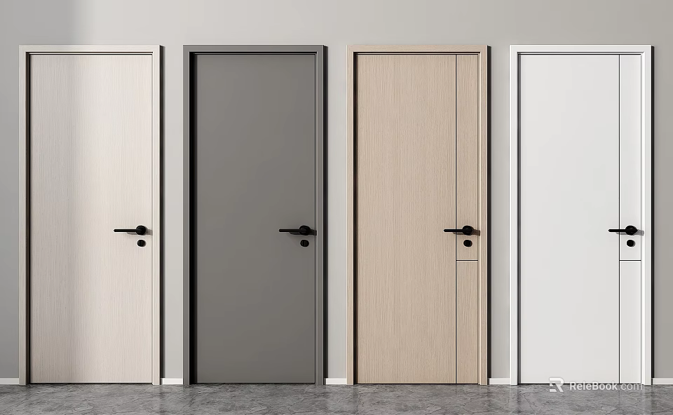 Modern Hinged Doors With Various Colors And Minimalist Design For Interior 3d model 