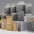 Collection of Ceramic Vessels For Tea Storage With Various Sizes And Labels
