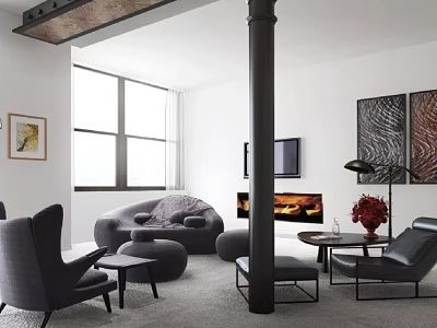 Modern Living Room Interior With Casual Sofa Set Armchairs And Coffee Table 3d model