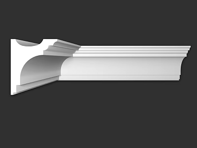 White Decorative Molding Component with Layered Design for Interior Decoration 3d model