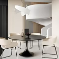 Modern Round Dining Table Set With White Chairs And Decorative Items 3d model