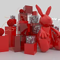 Vibrant Red Rabbit Photo Check In Spot With Cubes Happy New Year 2023 Decorations