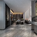 Duplex Living Room Modern Interior With High Ceiling Large Windows Sofa And Decorative Painting