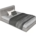 Modern Single Bed Interior Design With Grey Headboard White Mattress And Striped Bedspread