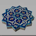 Ornamental Blue Octagonal Ceramic Tile With Intricate Floral And Geometric Patterns 3d model