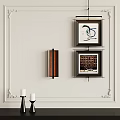 Elegant White Wall Decor With Framed Art Wall Sconce And Candles 3d model
