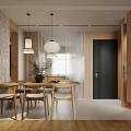 Modern Living And Dining Room Design With Beige Sofa Coffee Table Dining Chairs And Plants