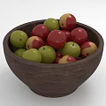 Fresh Red and Green Fruits in Wooden Bowl Healthy Snack Option