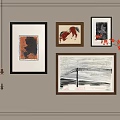 Elegant Gallery Wall With Diverse Decorative Frames And Artworks For Interior Design 3d model
