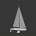 White Model Sailboat With Single Mast And Wooden Deck Water Vehicle Design