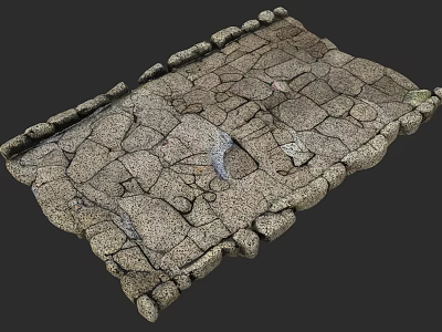 Rustic Cracked Stone Paved Surface With Textured Edges And Natural Pattern 3d model