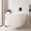 Modern Bathroom Wall Mounted White Toilet With Clean Design And Fixtures