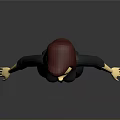 3D Female Character Model With Red Hair And Black Dress Standing Pose