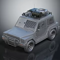 Rugged Off Road Vehicle With Roof Rack Fuel Tank And Protective Window Bars