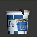 LOFF Paint Supplies Bucket With Paintbrush And Dripping Black Paint