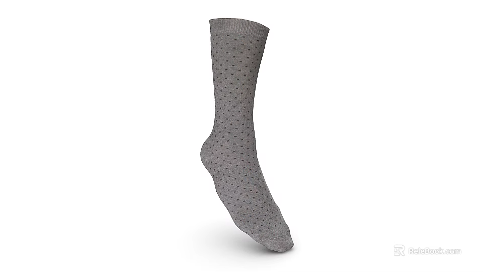 Gray Socks With Colorful Small Dots Pattern For Casual Everyday Wear 3d model 
