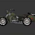 Vintage Military Green Motorcycle With Sidecar Leather Seat And Star Emblem Headlight