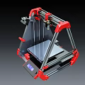 Red 3D Printer With Metal Frame Yellow Filament Spool And Display Screen As Office Appliance