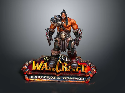 Man as Muscular Armored Character Statue from Warcraft Warlords of Draenor 3d model