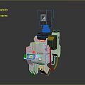 Futuristic Mechanical Robot With Green Light Indicator And Gray White Body Structure