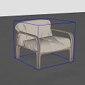 Modern Minimalist Accent Chair With Curved Light Wood Armrests And White Upholstered Seat