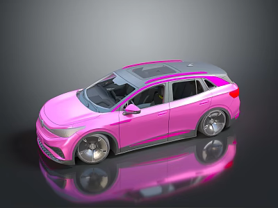 Pink SUV Car With Modern Design Silver Roof Sunroof And Alloy Wheels 3d model