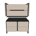 Modern Cream Bedside Table With Two Drawers And Black Accent Trim 3d model
