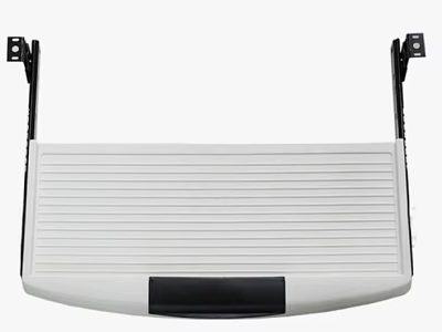Car Trunk Cover Panel with White Striped Surface Black Side Brackets and Bottom Black Accent 3d model