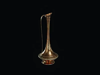 Ornate Brass Ewer With Intricate Patterns And Long Spout Design 3d model