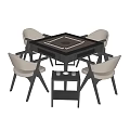 Modern Mahjong Entertainment Table With Four Chairs Side Table And Glasses 3d model