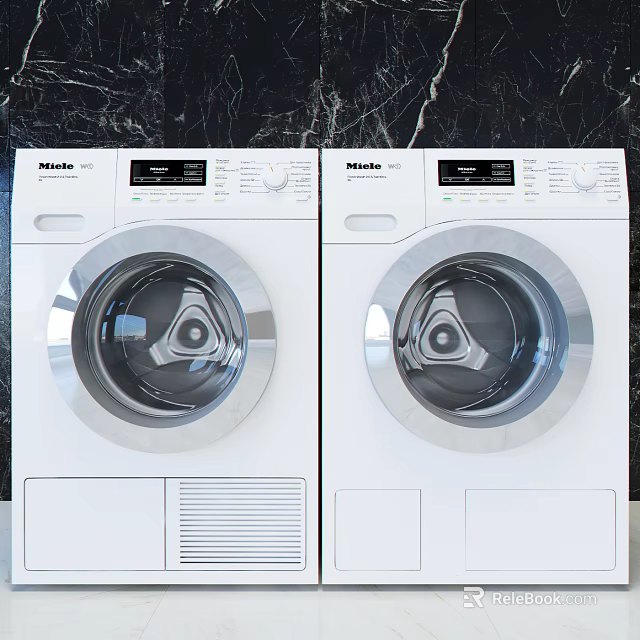 Haier White Front Loading Washing Machine With Digital Control Panel And Transparent Door 3d model 