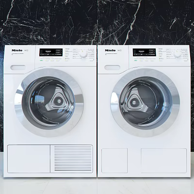 Haier White Front Loading Washing Machine With Digital Control Panel And Transparent Door 3d model