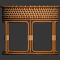Round Orange Rattan Tea Table With Handwoven Top And Sturdy Frame Design
