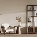 New Chinese Bookshelf Single Leisure Chair Coffee Table Combination 3d model