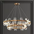 Elegant Modern Double Ring Chandelier With Metal Frame And Glass Shades