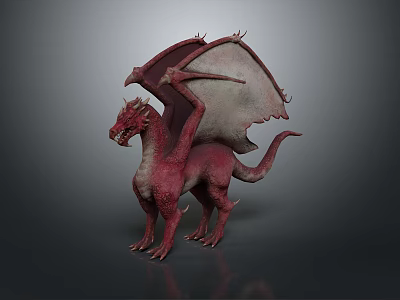 Game Movie Character Red Dragon With Large Wings And Detailed 3D Design 3d model