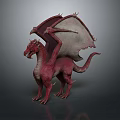 Game Movie Character Red Dragon With Large Wings And Detailed 3D Design