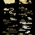 Traditional Cloud Carvings With Golden White Patterns And Elegant Curved Design Elements 3d model