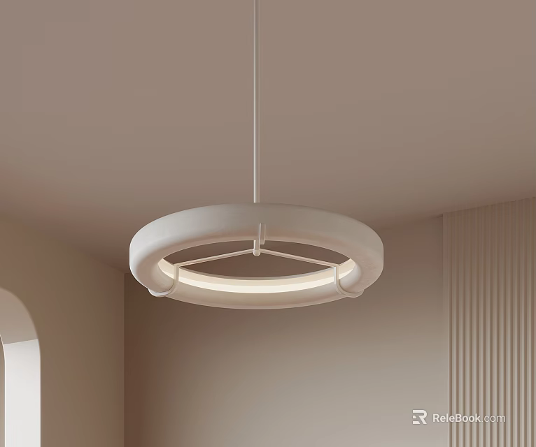 Modern White Circular Ceiling Pendant Light With Soft Lighting For Minimalist Interior 3d model