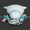 Turquoise Bunny Eared Game and Movie Character With White Hair Pink Eyes Striped Clothing